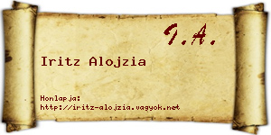 Iritz Alojzia névjegykártya